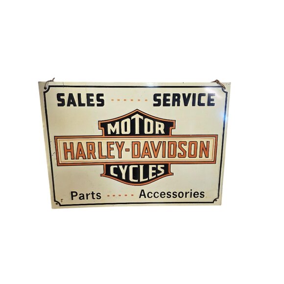 Vintage Harley Davidson Metal Sign Motorcycle Advertising Sign - Picture 2 of 10
